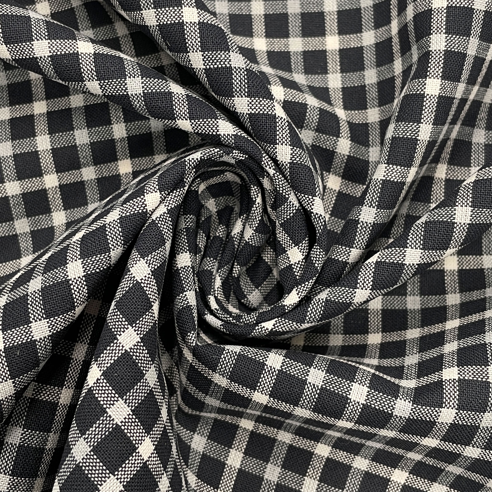 Rebecca - Oeko-Tex® check multicoloured fabric - Navy/White/Light grey