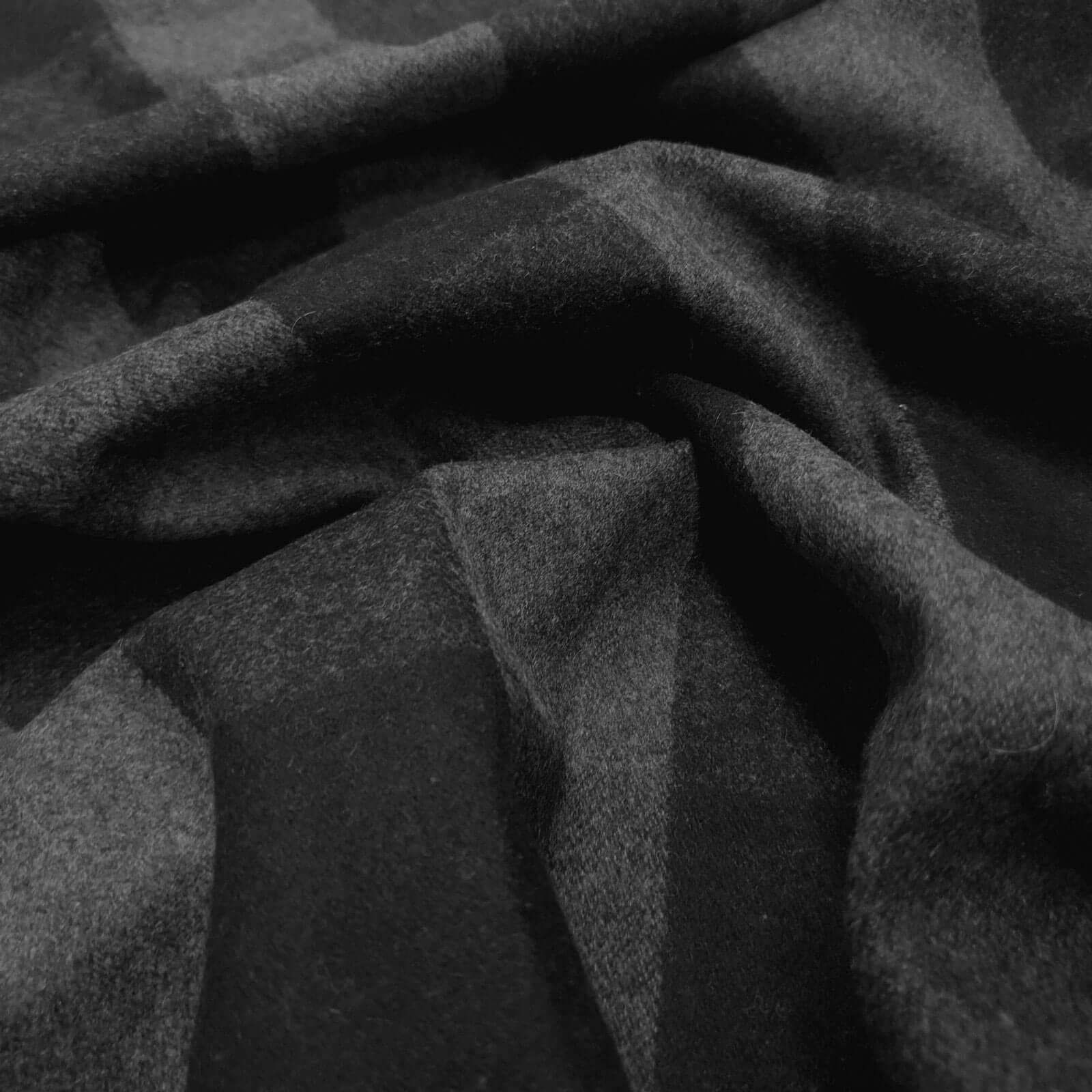 Floki - Wool check coat scarf - grey-black
