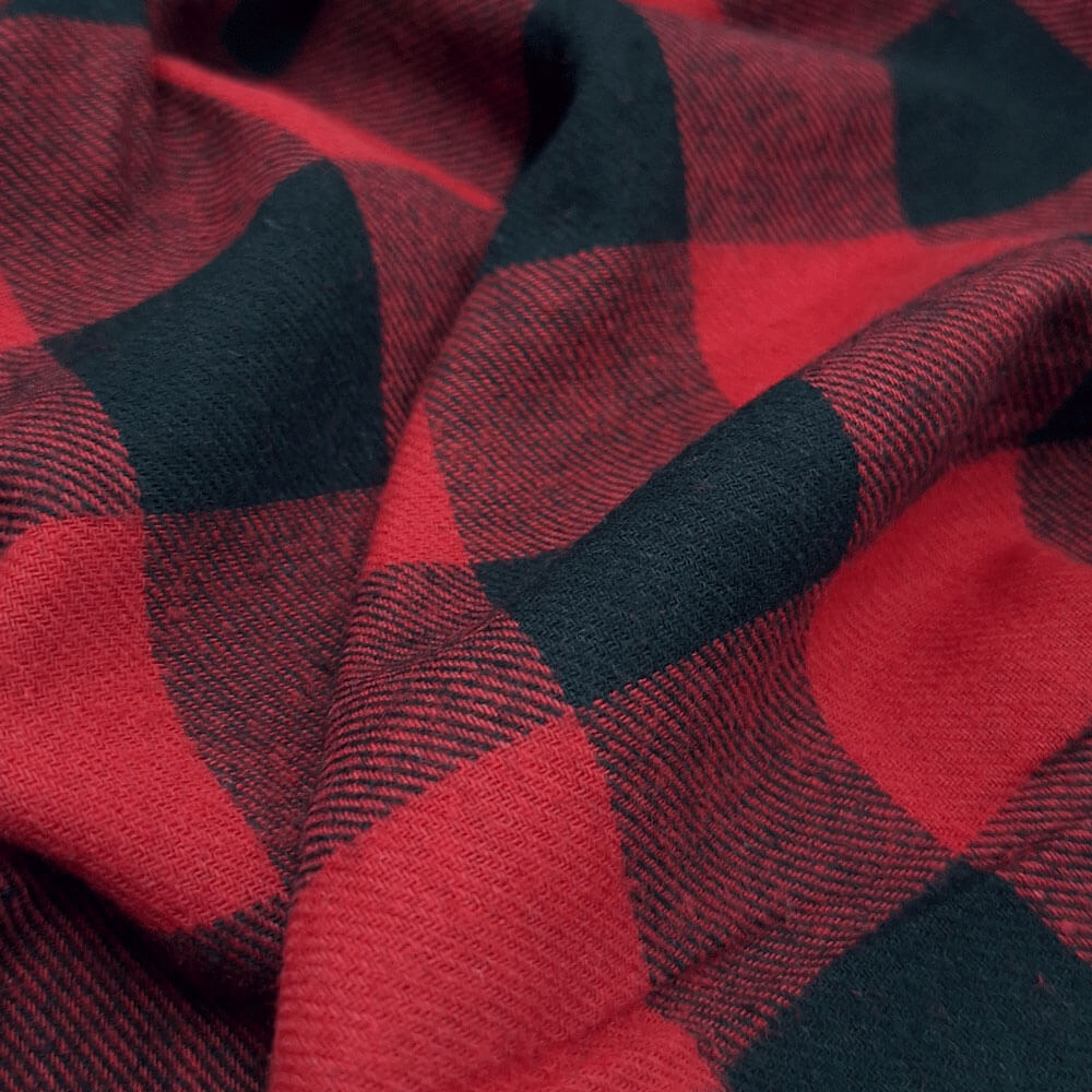 Grit - Cotton check flannel - Dark red / Black