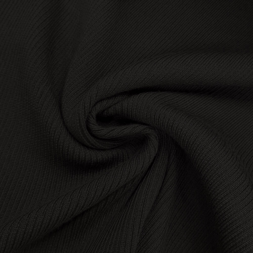 Viola - Knitted waistband - Cuffed fabric - Black - per metre