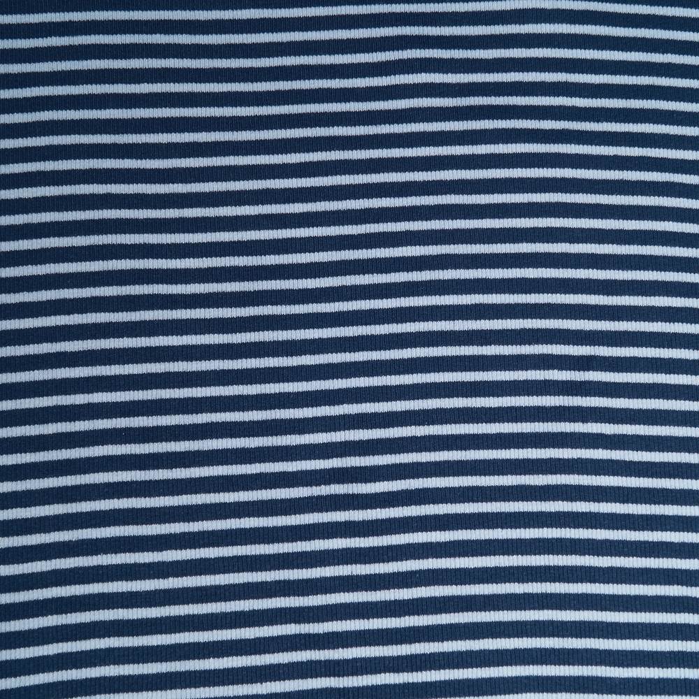 Fynn knitted cuffs / tubular knit fabric (light blue-navy) per 10 cm
