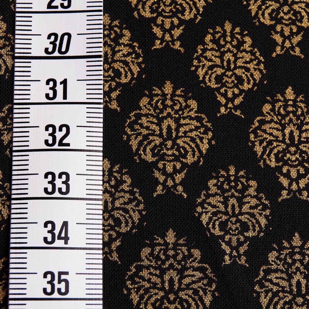 Christmas Fabric Maria gold print (black)