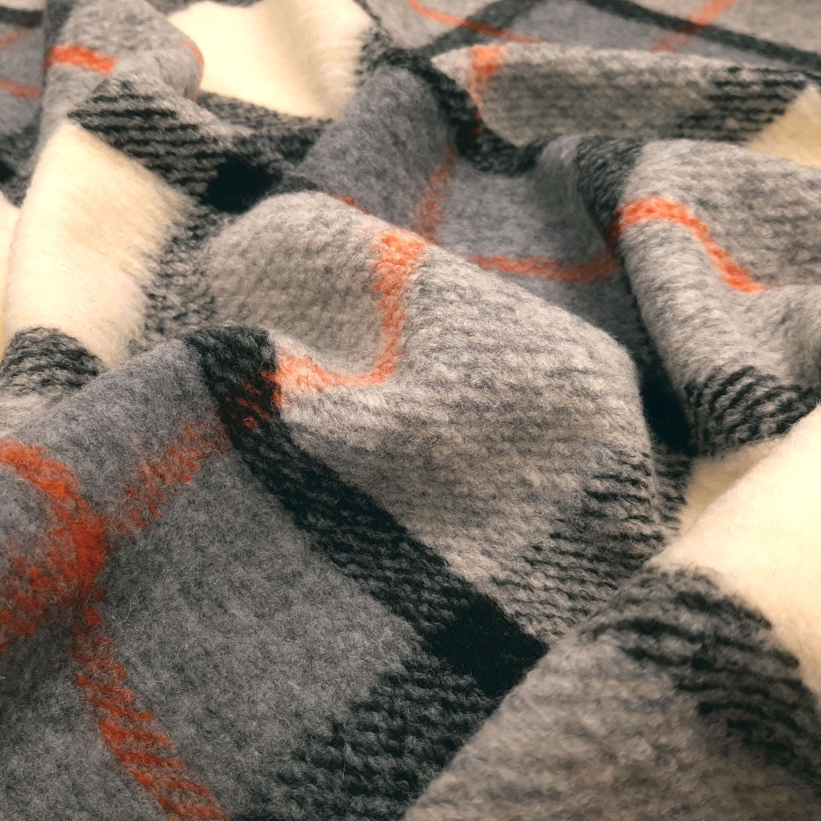 Cuno - Oeko-Tex® wool fabric with check - Grey
