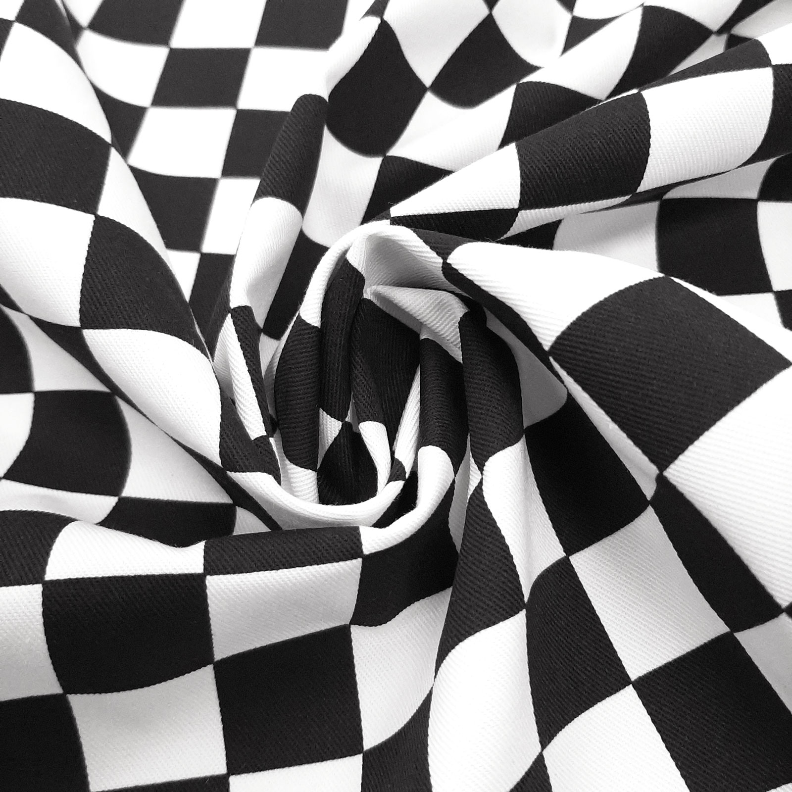 Quadro print fabric - chequered - Black/White