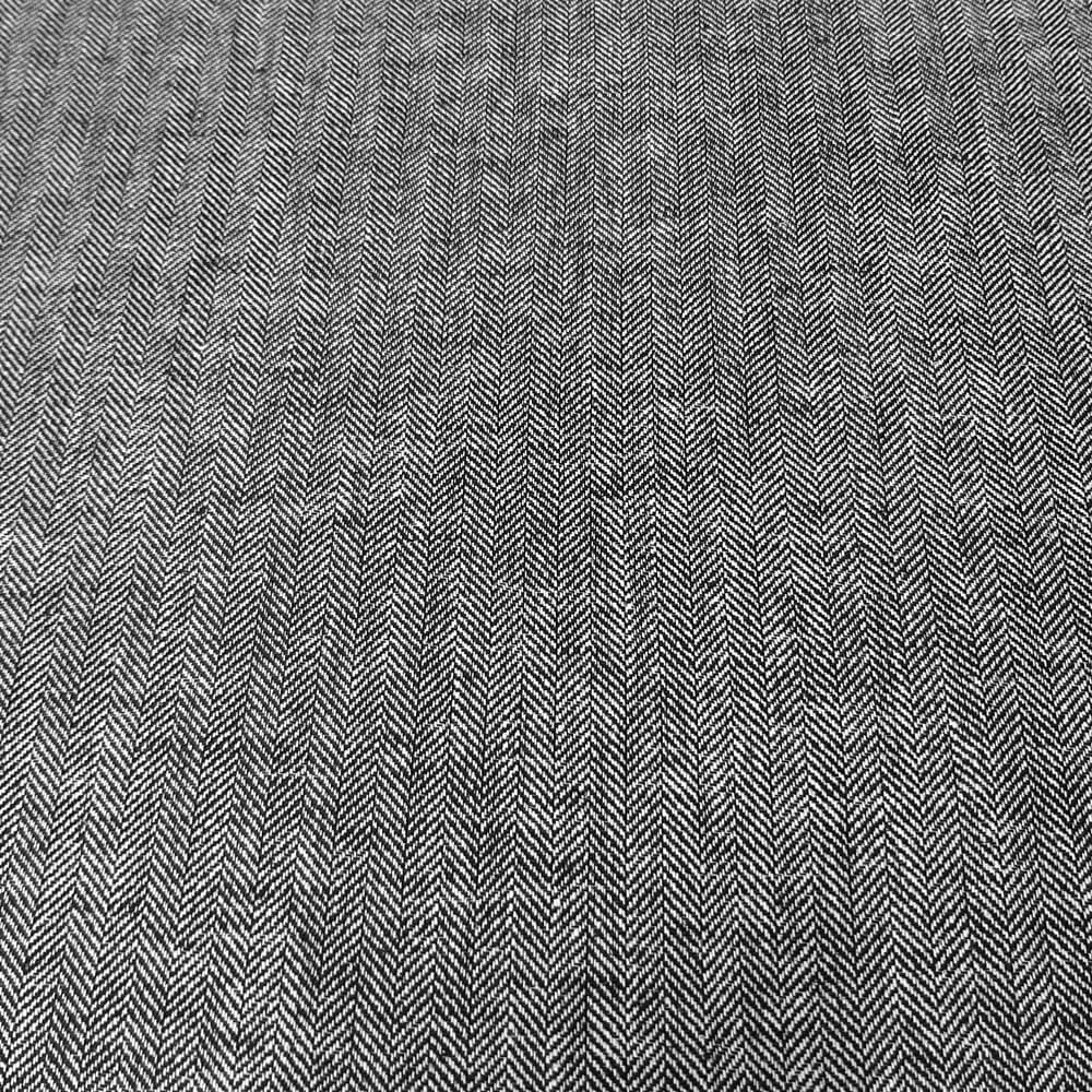 Fritza - Herringbone linen fabric - Black