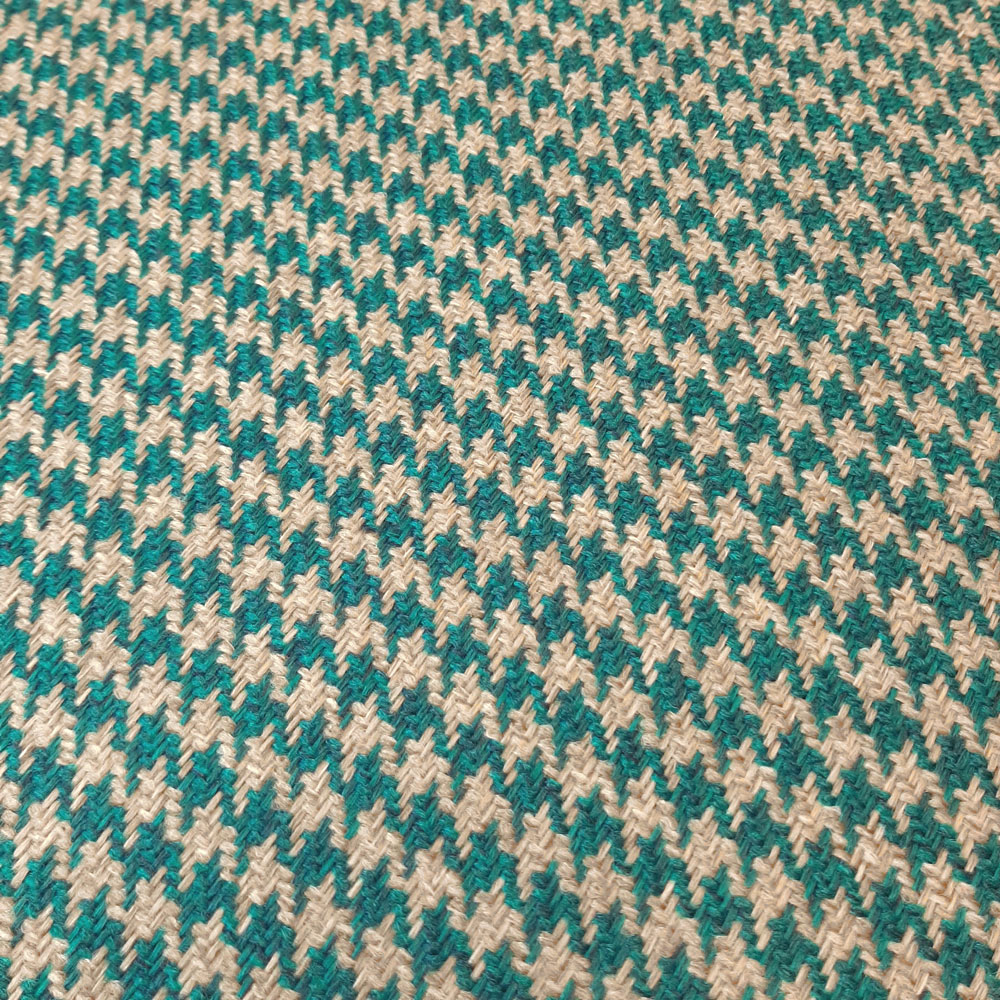 Hela - Upholstery fabric with houndstooth pattern - turquoise-petrol, beige