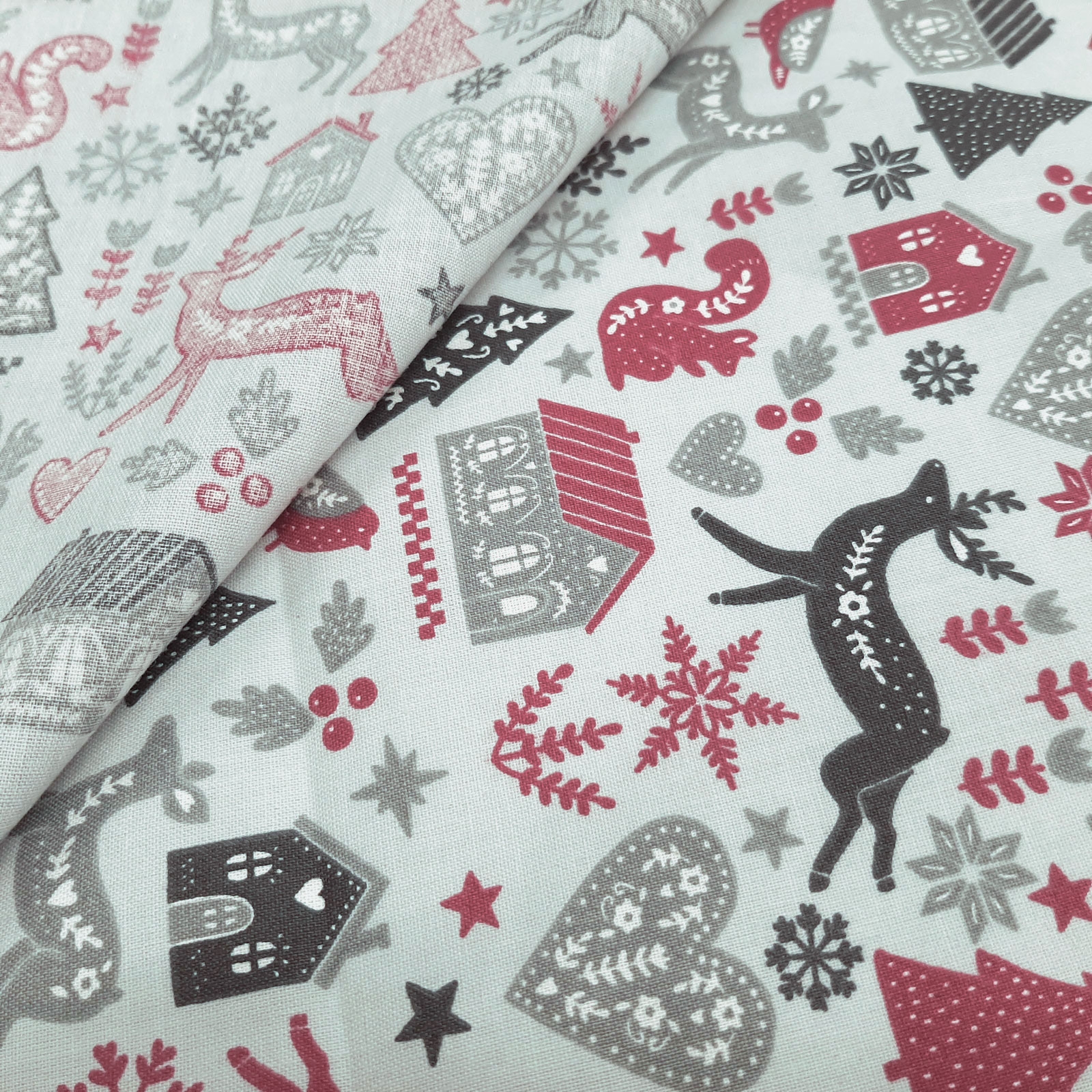 Christmas fabric "Christmas Reindeer" - extra width 160cm-Bordeaux