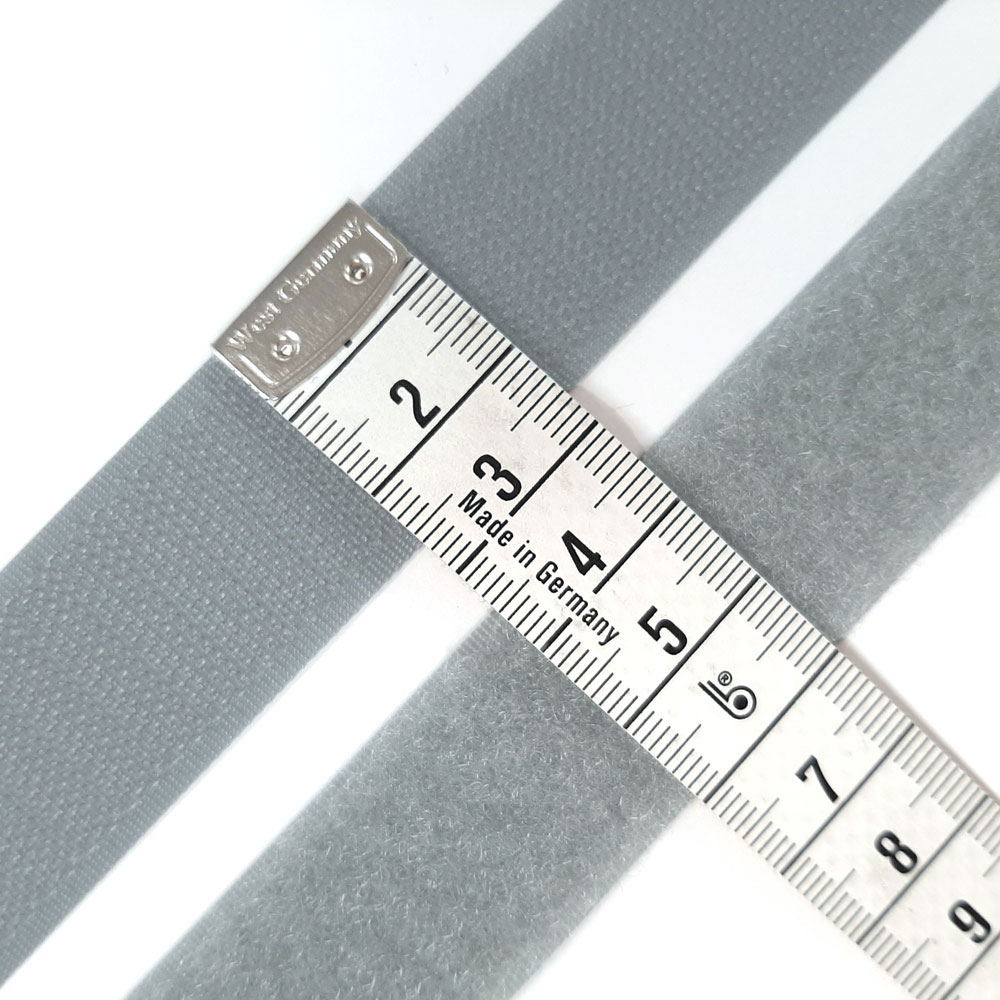Industrial velcro tape (fleece and hook tape), width 25mm - Grey