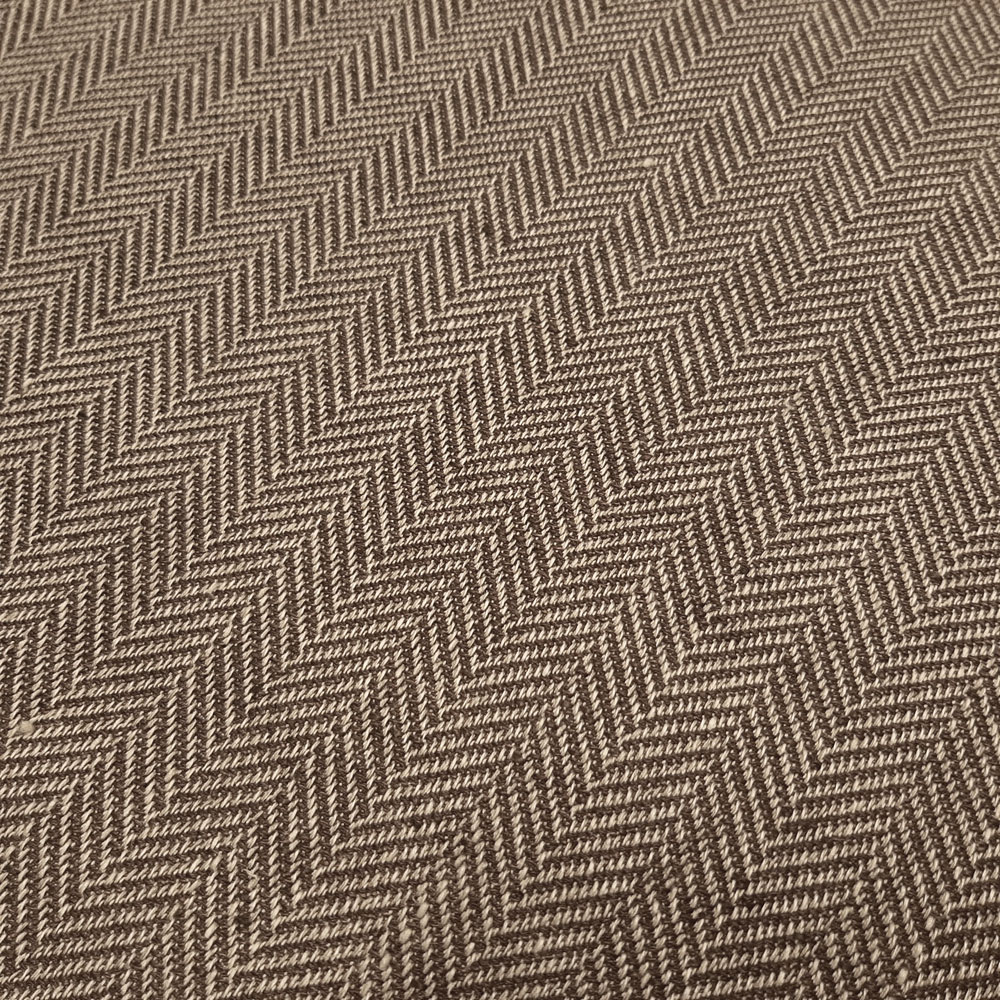 Tirion - Linen fabric with herringbone pattern - Brown-beige